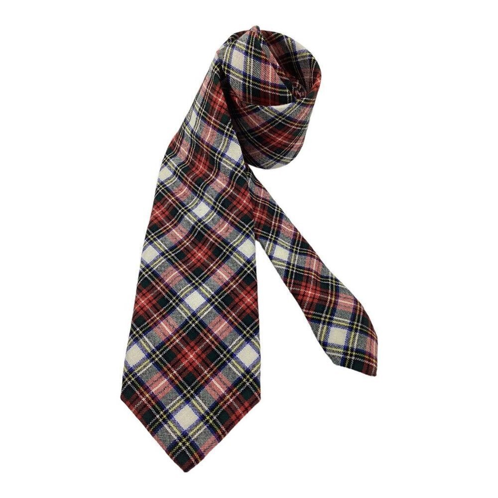CHARLES TYRWHITT Red Plaids & Cheks Luxury Wool Tie England W: 3.5" EX COND